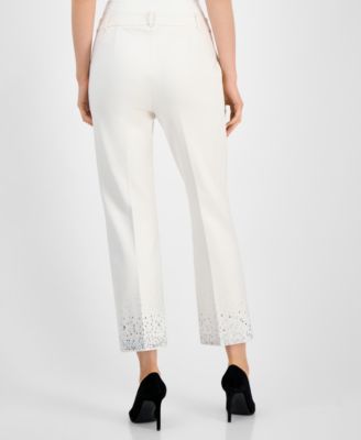 Women's Embellished Mid-Rise Capri Pants