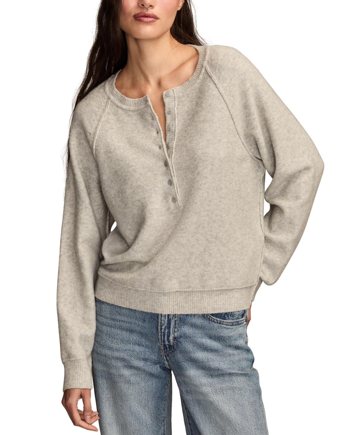 Lucky Brand Henley Sweater In Gray