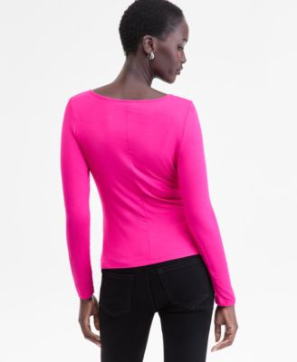 Women's Shirred-Front Long-Sleeve Top