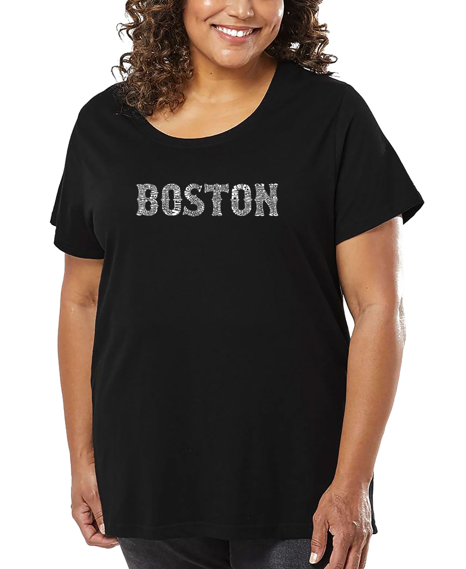 Plus Size Boston Neighborhoods Word Art T-Shirt