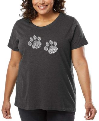 Plus Size Meow Cat Prints Word Art T-Shirt