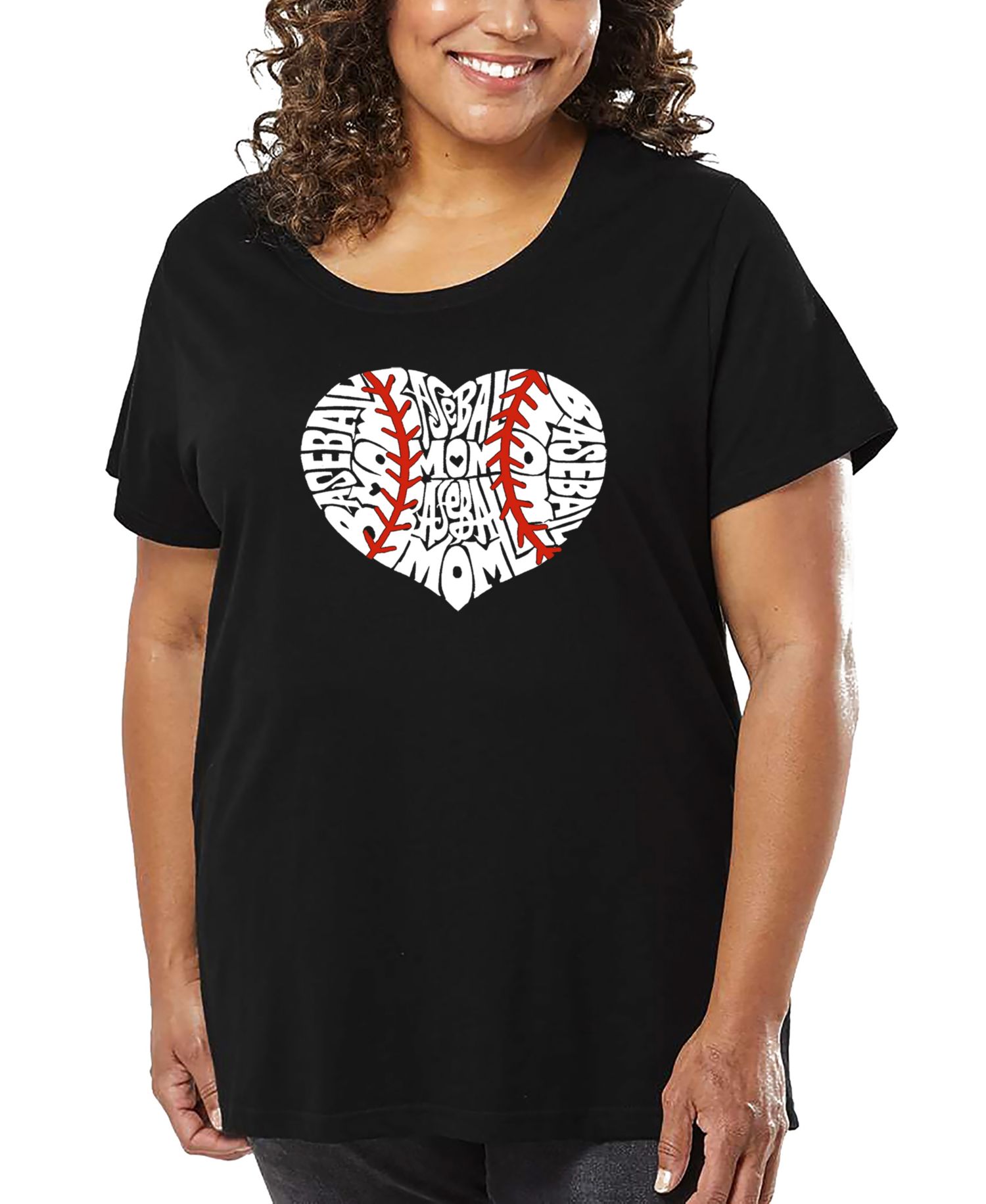 Plus Size Baseball Mom Word Art T-Shirt