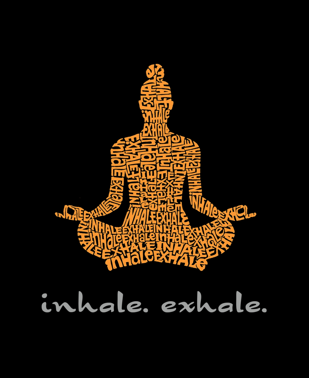 La Pop Art Plus Size Inhale Exhale Word Art V-neck T-shirt In Black