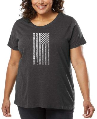 Plus Size National Anthem Flag Word Art T-Shirt