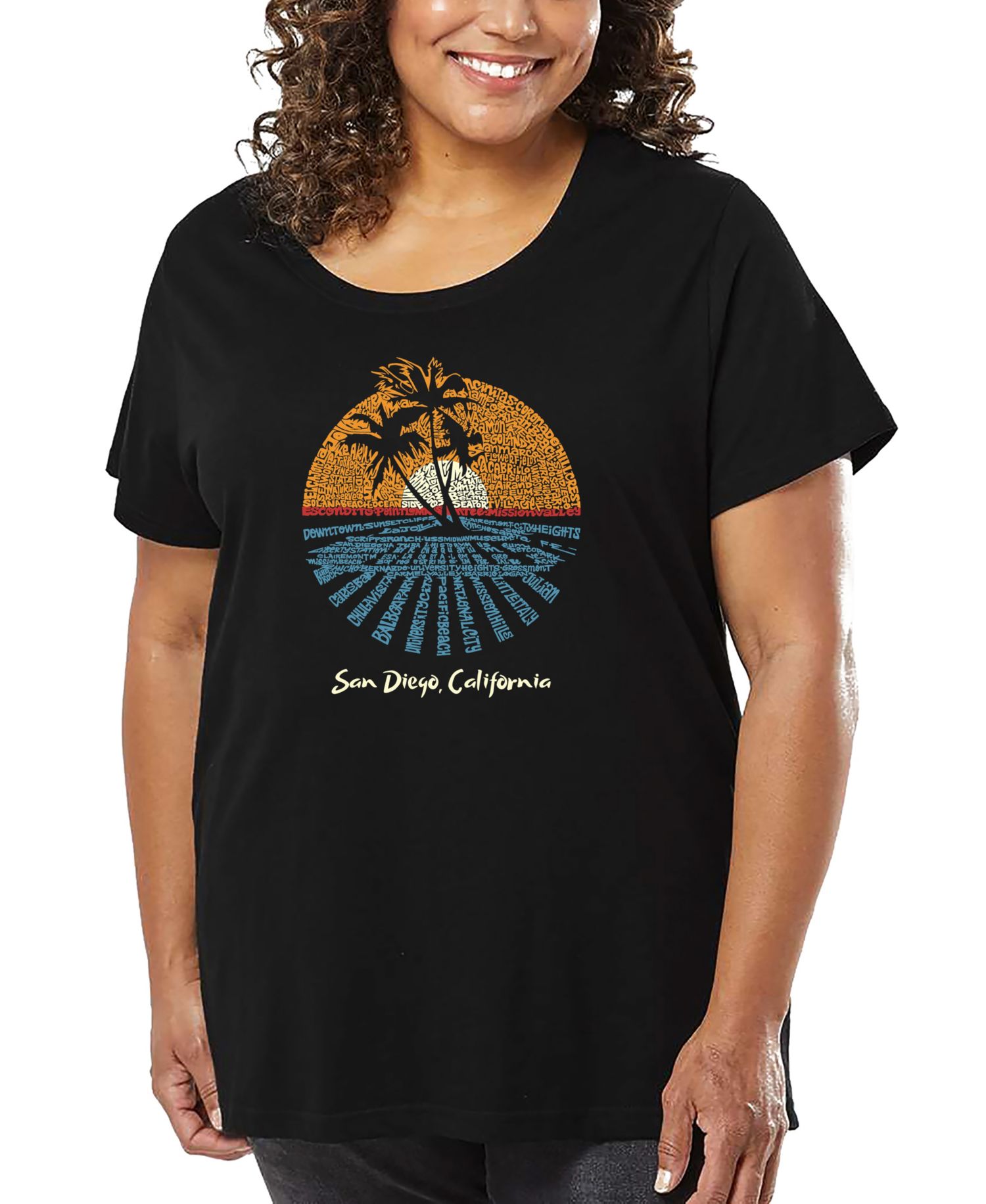 Plus Size Cities In San Diego Word Art T-Shirt