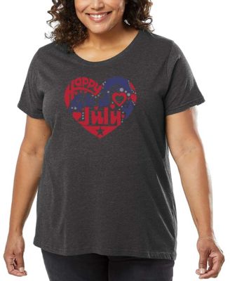 Plus Size July 4th Heart Word Art T-Shirt
