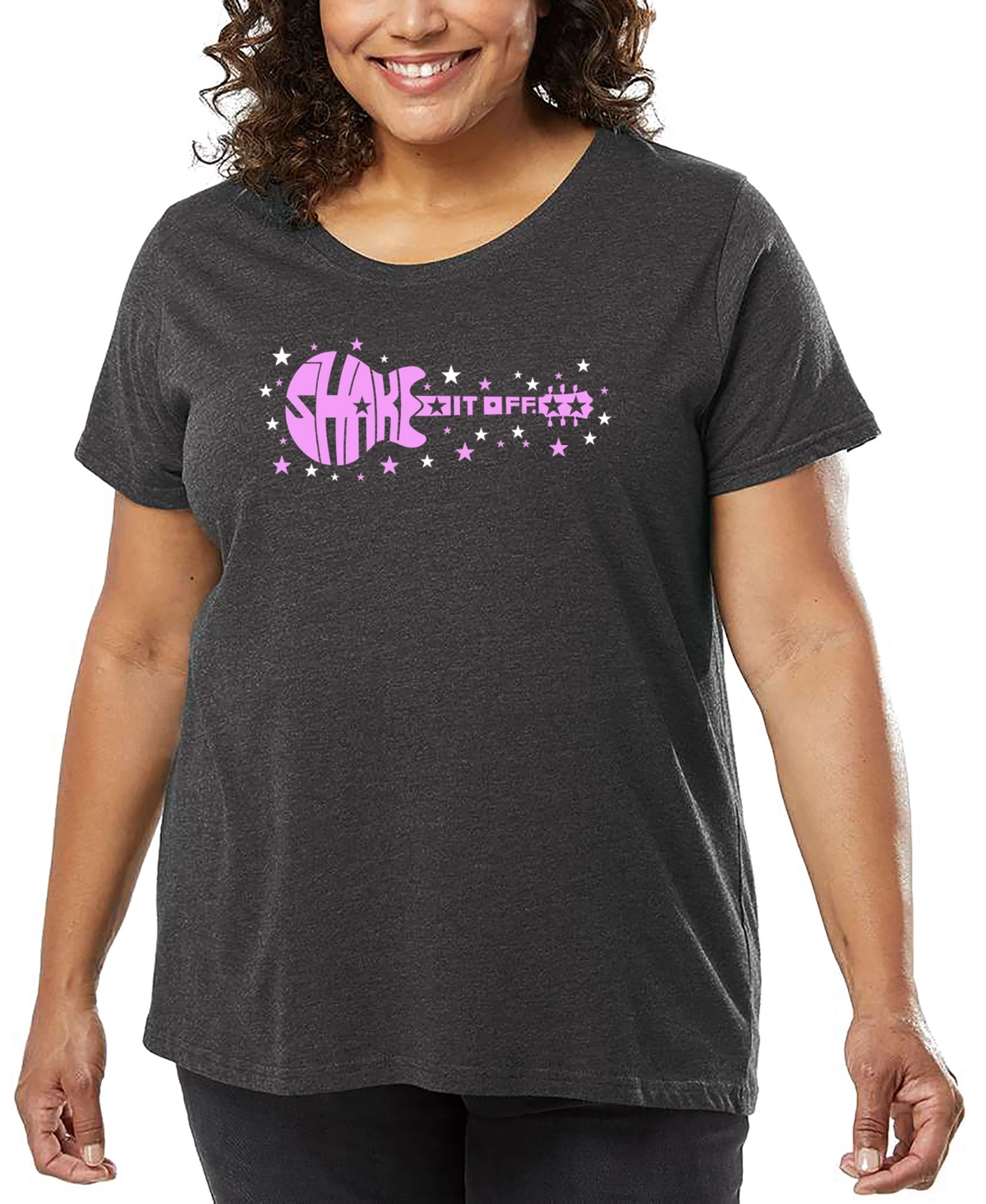 La Pop Art Plus Size Shake It Off Word Art T-shirt In Gray