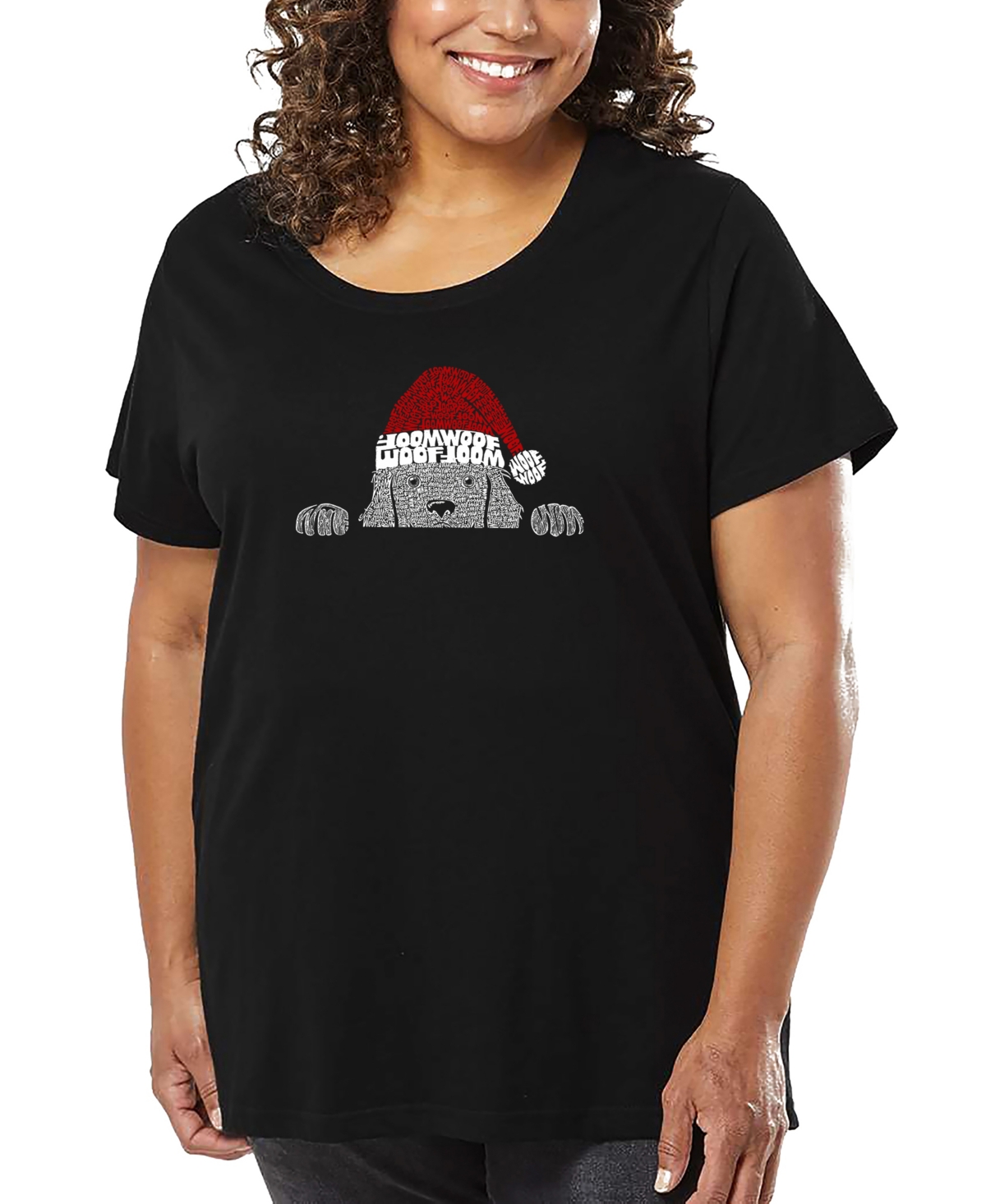 La Pop Art Plus Size All I Want For Christmas Is You Word Art V-neck T-shirt In Black