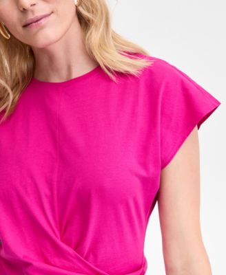 Women's Cotton Twist-Front Cap-Sleeve Top, Macy's Exclusive