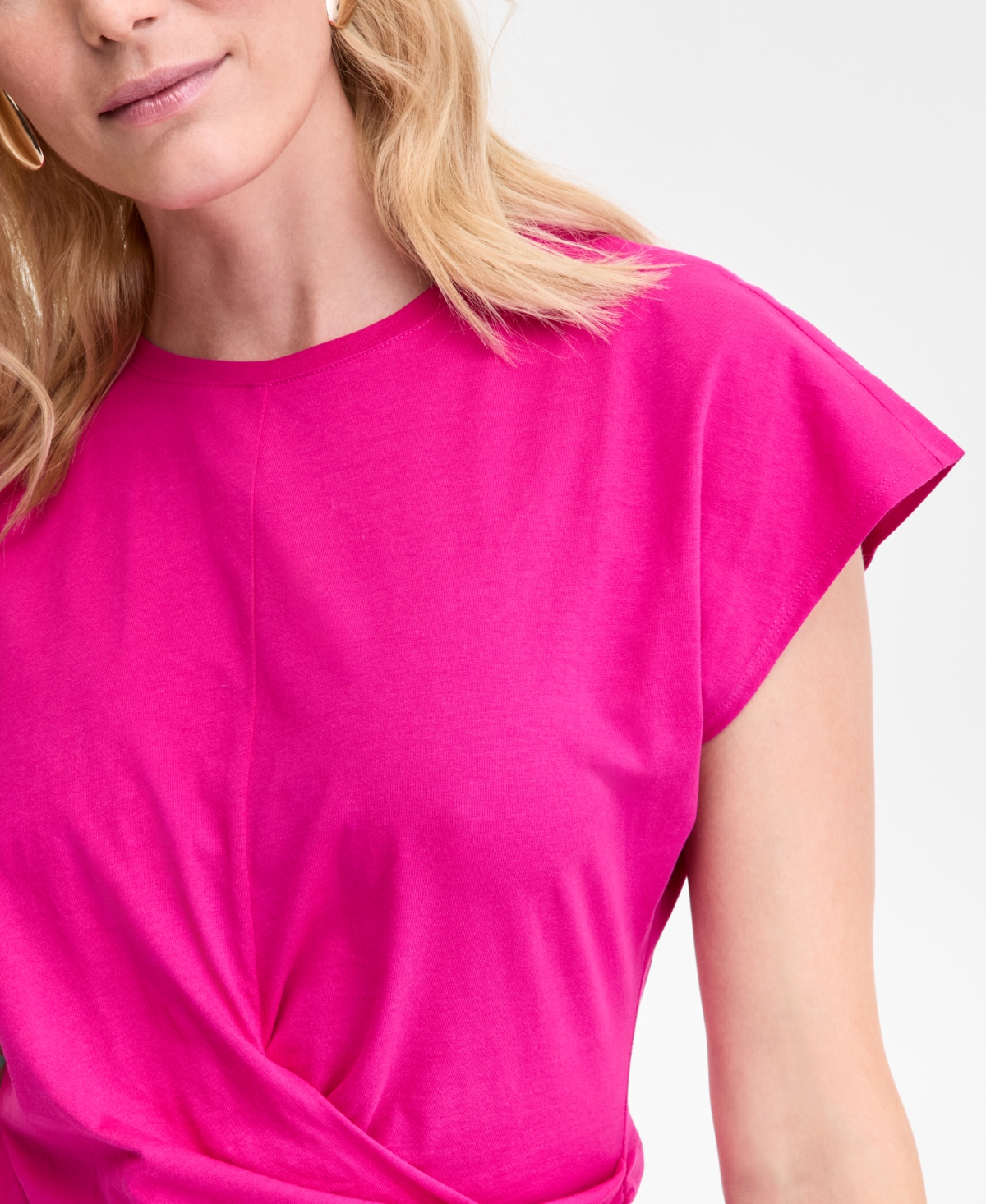 I.n.c. International Concepts Women's Cotton Twist-Front Cap-Sleeve Top, Macy's Exclusive