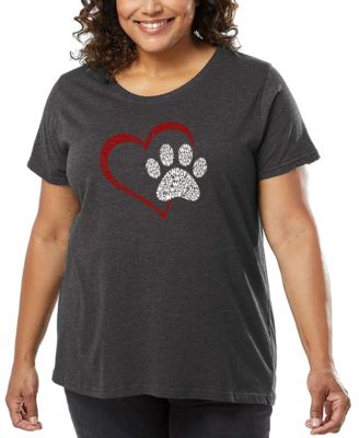 Plus Size Paw Heart Word Art T-Shirt