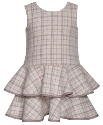 Baby Girls 2-Piece Tiered Plaid Jacket and Dress Set