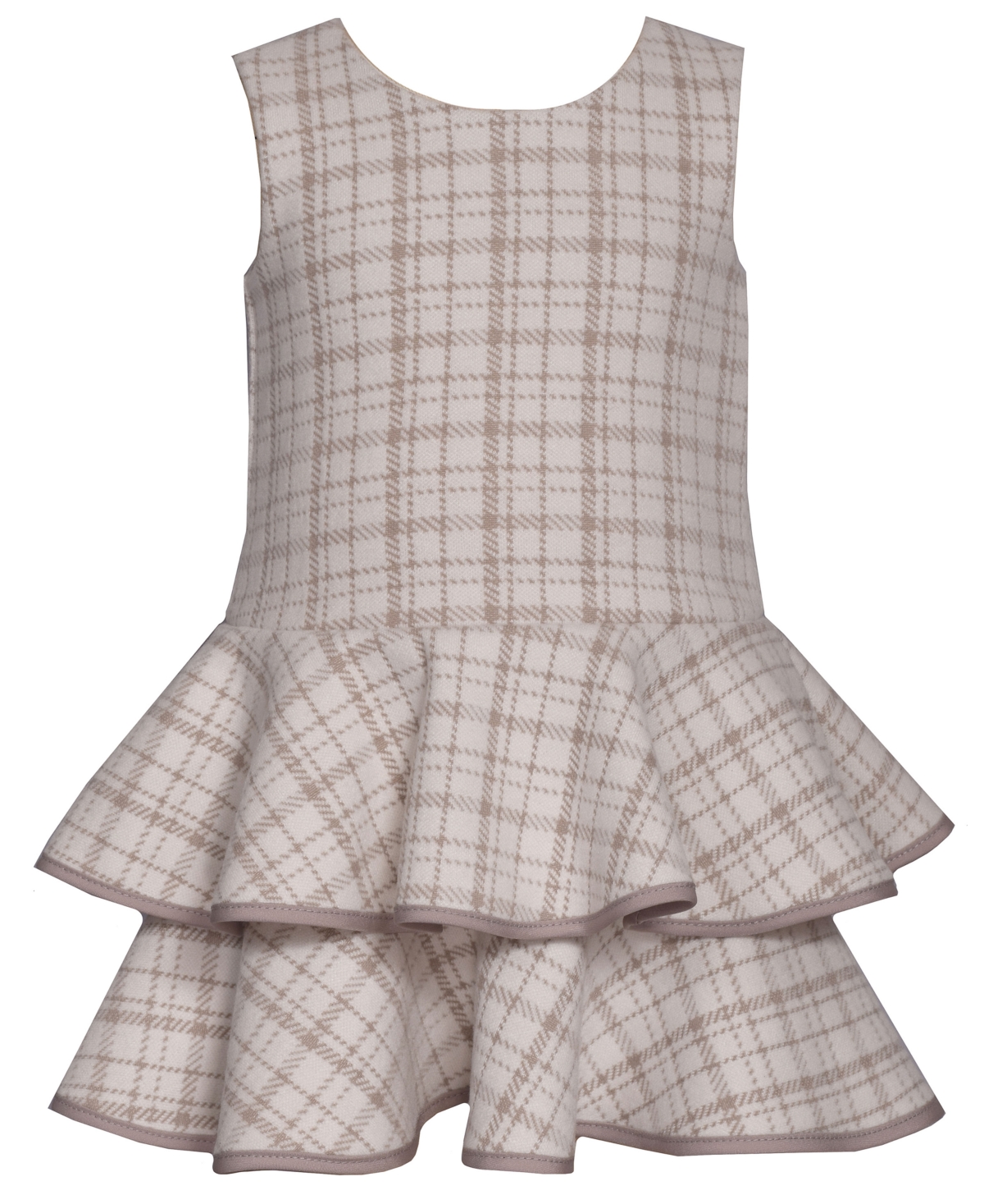 Bonnie Baby Baby Girls 2-piece Tiered Plaid Jacket And Dress Set In Brown