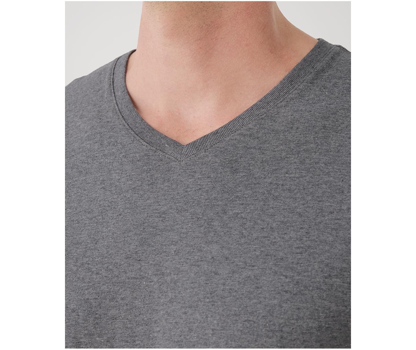 Женская футболка Pact Organic Cotton Softspun V-Neck, цвет: Средний серый меланжевый — фото 4