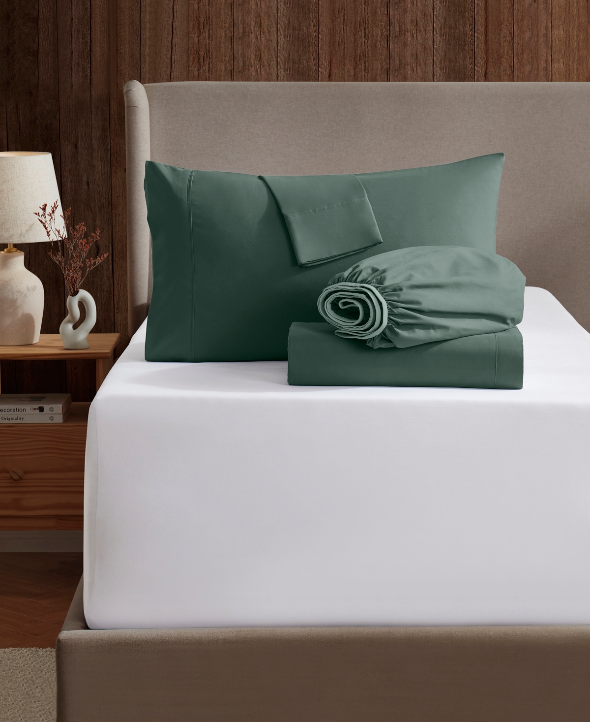 Nestl Premier Collection Deep Pocket 5 Piece Sheet Set, Split King In Green
