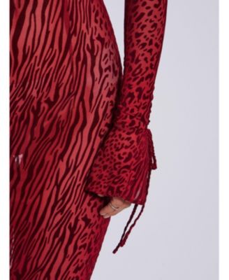 Women Waylynn Burnout Velvet Detail Mesh Backless Maxi Dress