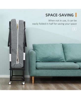 Folding Bed with 4" Mattress, Portable Foldable Guest Bed with Wheels