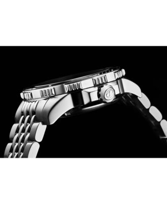 1006 Men s Automatic Dive Watch Swiss Movement Black Dial Luminous Hands Unidirectional Bezel Stainless Steel Beaded Bracelet Date Window