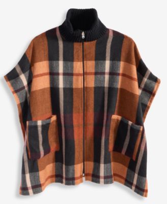 Ribbed Collar Plaid Zip Topper, Macy's Exclusive