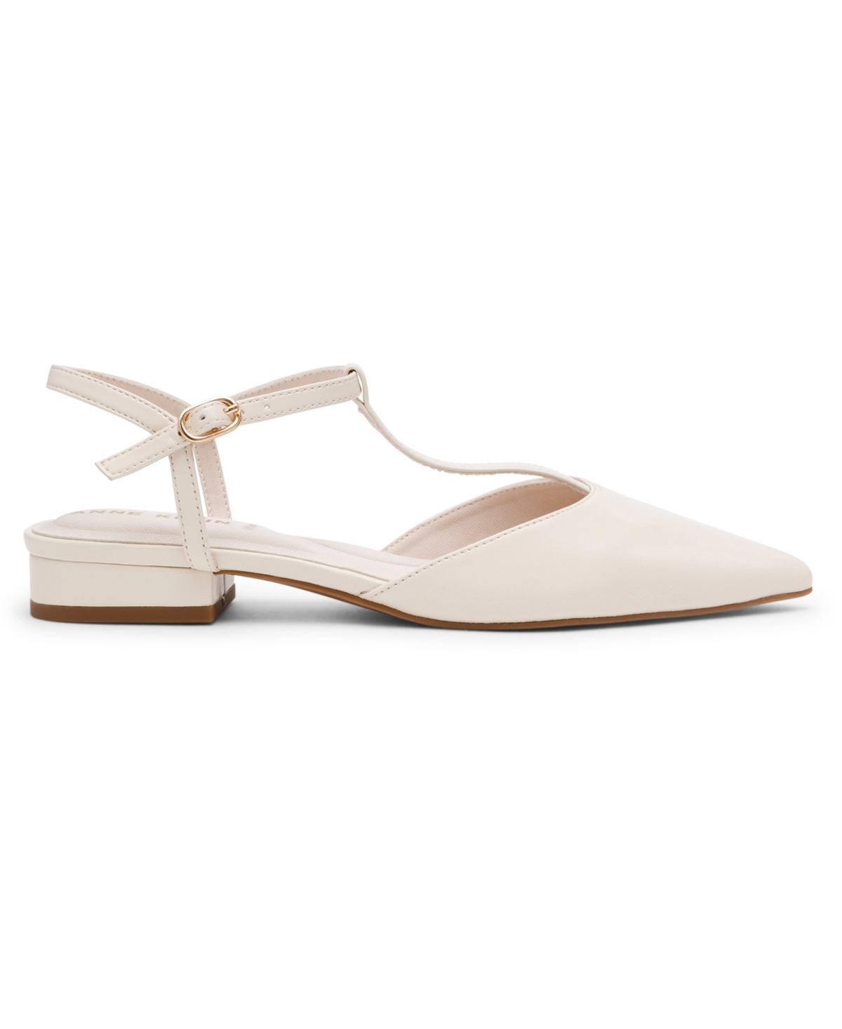 Anne Klein Emily Ankle Strap Pointed Toe Flat In Brown