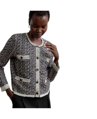 Evangeline Lady Jardigan - Boucle Tweed Jardigan