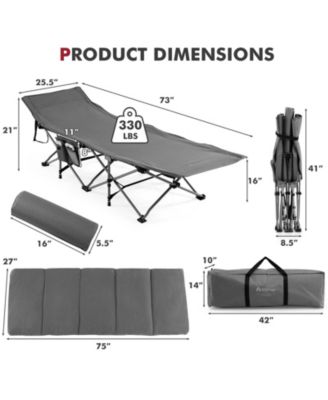 Folding Retractable Travel Camping Cot with Mattress and Carry Bag