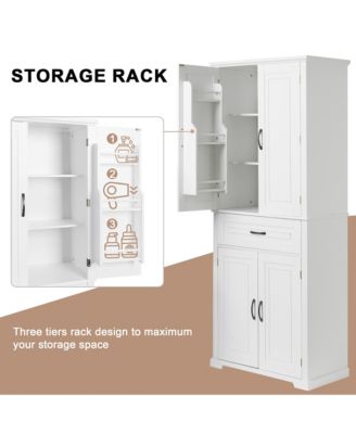 Bathroom Storage Cabinet with Doors and Drawer, Multiple Storage Spaces, Adjustable Shelf