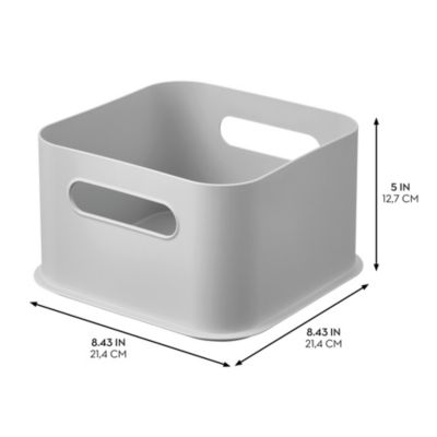 Plastic Pantry Storage Bin with Handles - Set of 4 - Gray - Made in USA