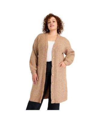Women's June + Vie Midi-Length Button-Down Cardigan