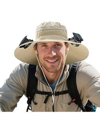 Solar Fan Hat – UPF 50+ Wide Brim Safari Hat with Dual Fans, USB & Solar Power, 3 Speeds, Lightweight & Breathable for Outdoor Cooling