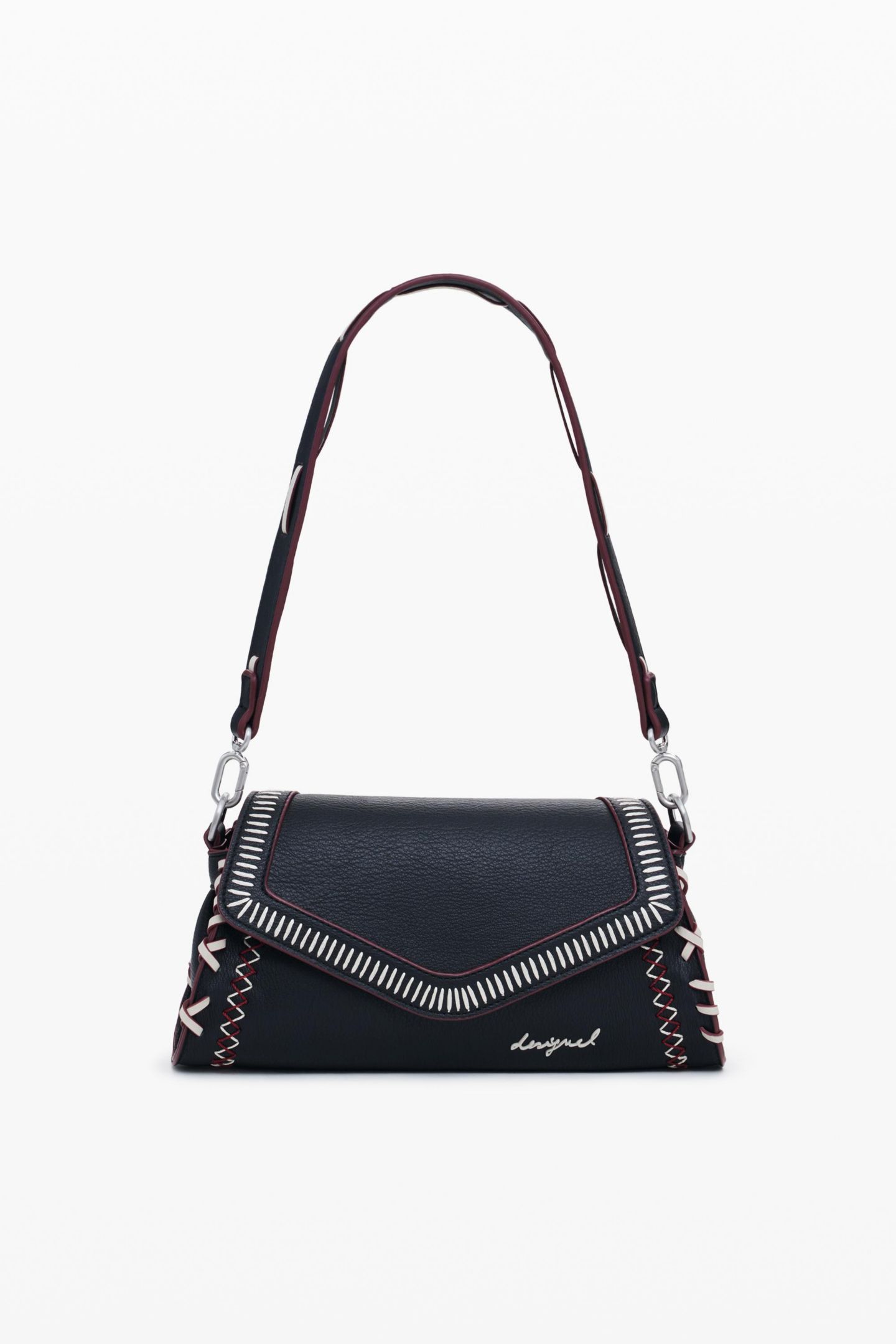 Женская сумка Desigual Medium faux leather effect bag with stitching, цвет: Чёрный — фото 1