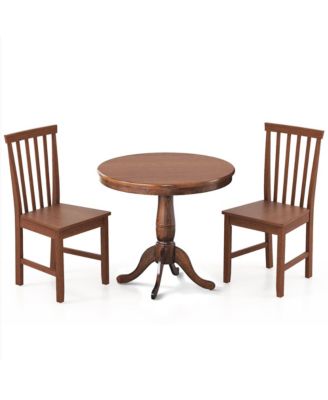 3-Piece Dining Kitchen Table Dining Set Mid-Century Round WoodenTable & 2 Chairs