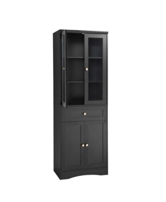 Tall Bathroom Storage Cabinet, Four Doors, Drawers, Adjustable Shelf