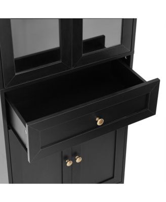 Tall Bathroom Storage Cabinet, Four Doors, Drawers, Adjustable Shelf