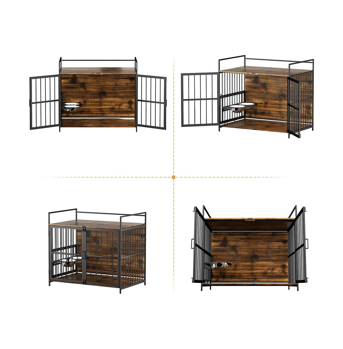 Aostirmotor 41 in. Indoor Heavy Duty Sturdy Dog Crate Furniture-Style Cages for Large Dogs