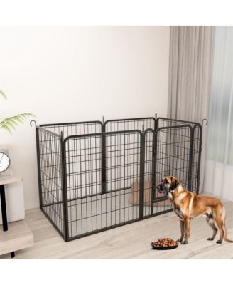 6 Black Panels 31.7 in H. Heavy Duty Metal Pet Exercise Pen with Door for Outdoor, Indoor