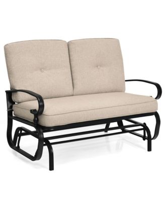 2-Person Outdoor Swing Glider Chair Bench Loveseat Cushioned Sofa