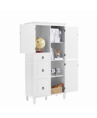 Retro Multi-Functional Storage Cabinet with Adjustable Shelves, 3 Drawers, 3 Enclosed Compartments