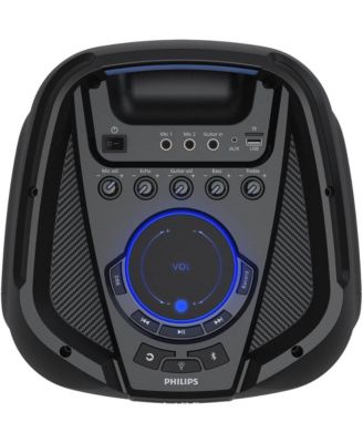 Wireless Bluetooth Party Speaker with Deep Bass, LED Effects, USB, FM Radio, TWS Pairing, Karaoke Mic and Guitar Inputs, Loud Sound System