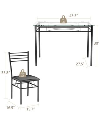 5 PC Dining Set Glass Top Table and 4 Chairs Kitchen Room Furniture