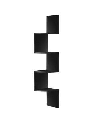 5-Tier Zig Zag Floating Corner Wall Bookshelf Unit – (40" Tall) for Living Room, Bedroom, Office, & More - Space-Saving Storage Solution