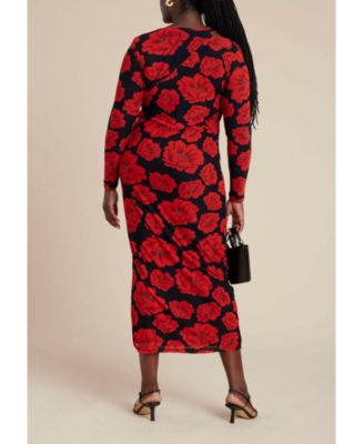 Women's Plus Size Shoulder Detail Mesh Dress