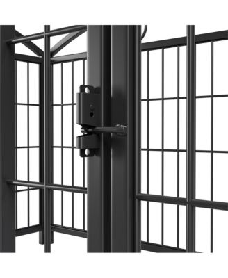 24 in H. 8 Black Panels Heavy Duty Metal Dog Pen Pet with Door  for Large Medium Small Dogs Indoor Outdoor