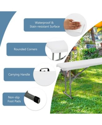 6 Feet Portable Picnic Folding Bench with 550 lbs Capacity and Carrying Handle