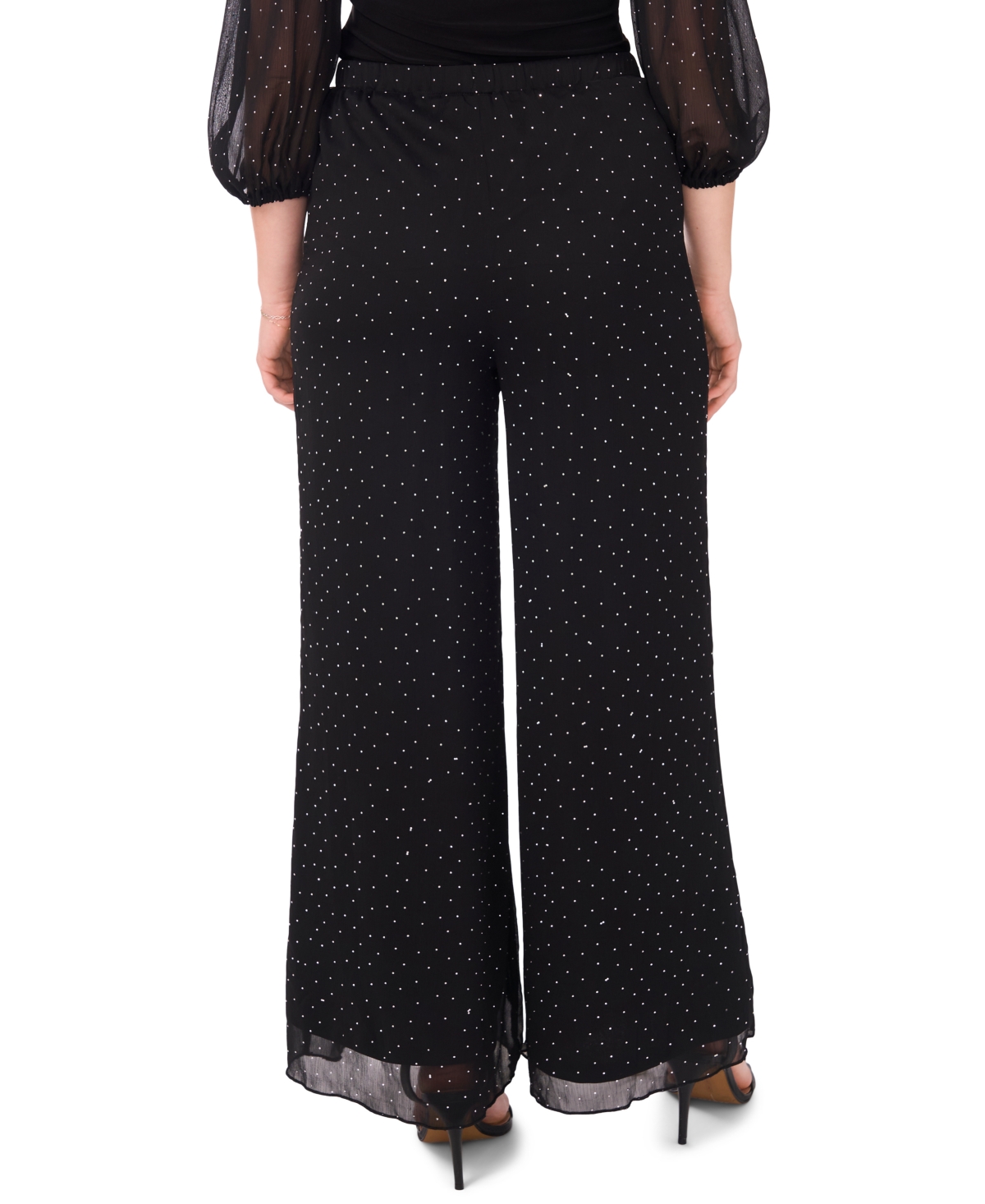 Msk Petite Combo Palazzo Pants In Black
