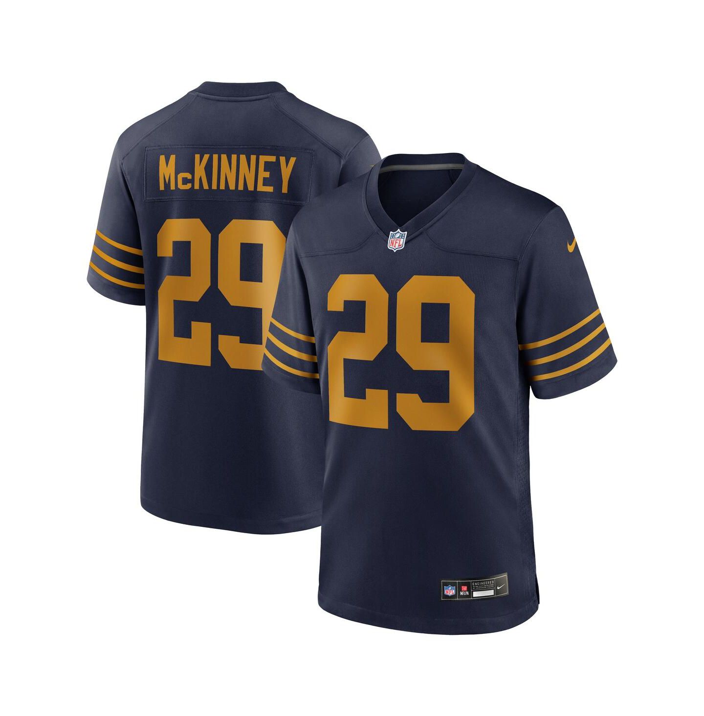 Мужской топ Nike Xavier McKinney Navy Green Bay Packers The 1923 Classic Game Jersey — фото 1