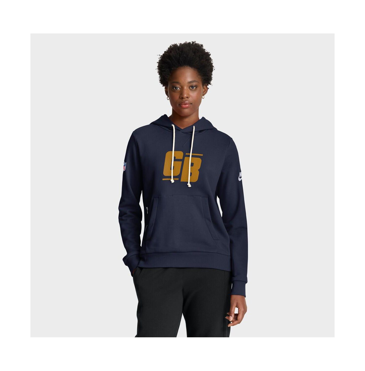 Женское худи Nike Navy Green Bay Packers The 1923 Classic Sideline Dri-FIT Pullover — фото 1