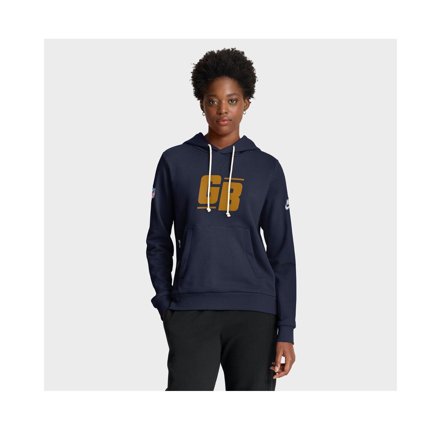 Women's Navy Green Bay Packers The 1923 Classic Sideline Dri-FIT Pullover Hoodie