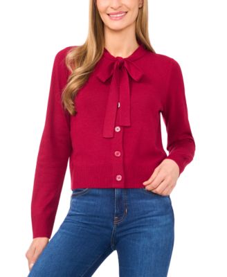 Women's Tie Neck Cardigan Sweater
