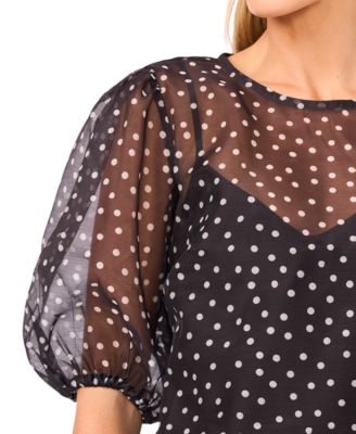 Women's Balloon Short Sleeve Crew Neck Top